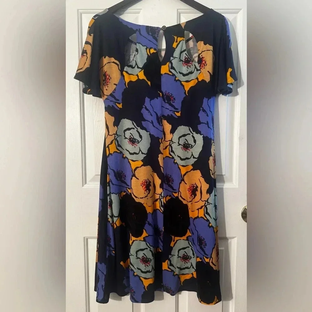 Anthropologie VANESSA VIRGINIA SILK BLEND Sheath A line Floral Dress MD Pockets
